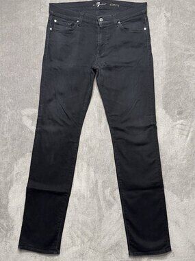 7 For All Mankind Slim Straight Slimmy Jeans Men's Tag 33 34x33 Black Stretch